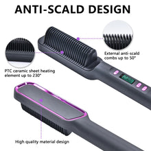 Cargar imagen en el visor de la galería, Electric Hot Comb Multifunctional Straight Hair Straightener Comb/Brush Negative Ion Anti-Scalding Styling Tool Straightening Brush
