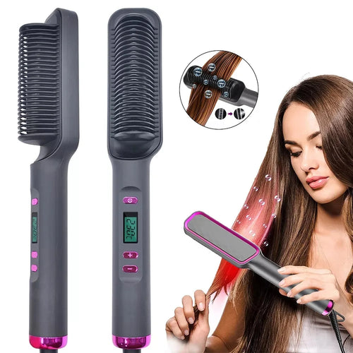 Electric Hot Comb Multifunctional Straight Hair Straightener Comb/Brush Negative Ion Anti-Scalding Styling Tool Straightening Brush