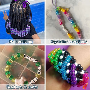 301Pcs/Bag Hair Beads Kits for Braids 200pcs 6*9 mm Dreadlocks Beads 100pcs Rubber Bands and 1pcs Beaders for Women Kids Braids