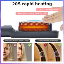 Load image into Gallery viewer, Electric Hot Comb Multifunctional Straight Hair Straightener Comb/Brush Negative Ion Anti-Scalding Styling Tool Straightening Brush