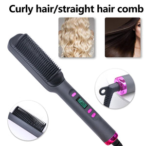Electric Hot Comb Multifunctional Straight Hair Straightener Comb/Brush Negative Ion Anti-Scalding Styling Tool Straightening Brush