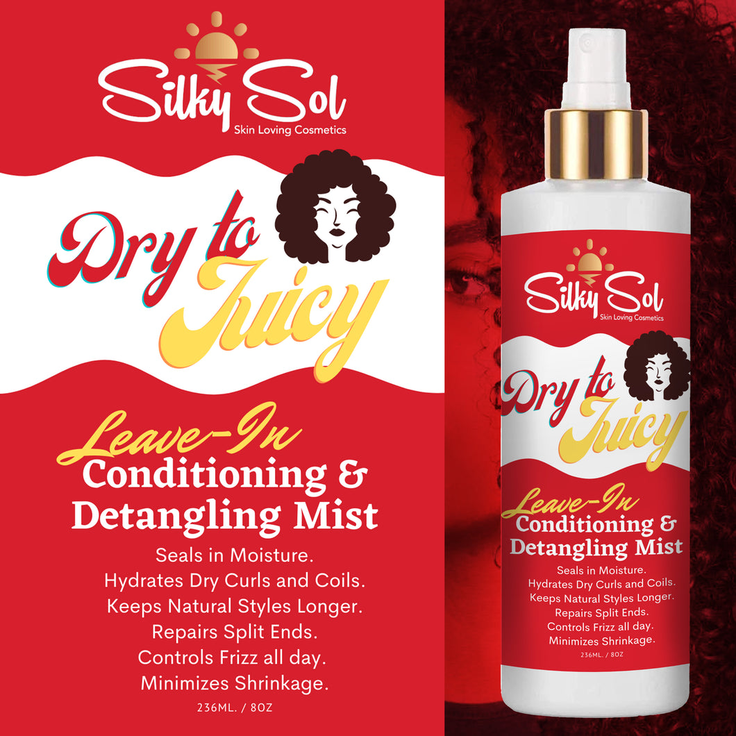 Dry-to-Juicy Leave-in Conditioning & Detangling Mist | Silky Sol Vegan Restorative Aesthetics .