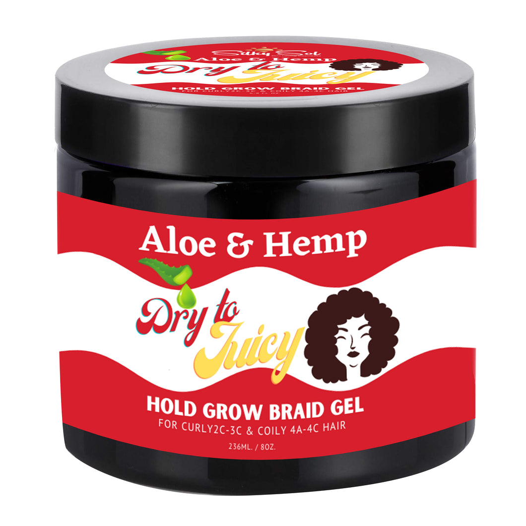 Dry-to-Juicy Braid Gel Infused with Hemp plus Aloe | Silky Sol Vegan Restorative Aesthetics .