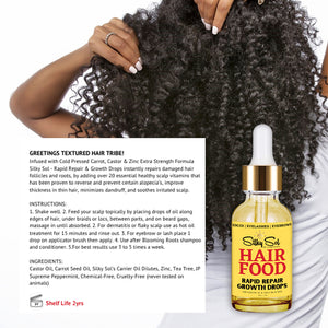 Hair Food Serum | Silky Sol Naturals/ Rapid hair Growth and repair oil for curly textured hair types/ Organic, Vegan, Non-GMO