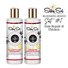 Load image into Gallery viewer, Silky Sol Blooming Roots Growth and repair herbal infused shampoo and conditioner set